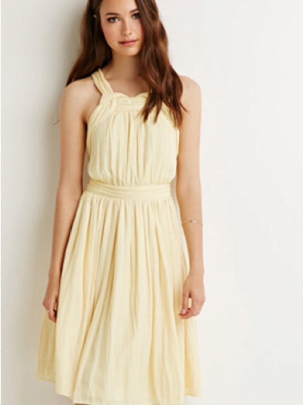 Forever21 Light Yellow Halter Midi Dress